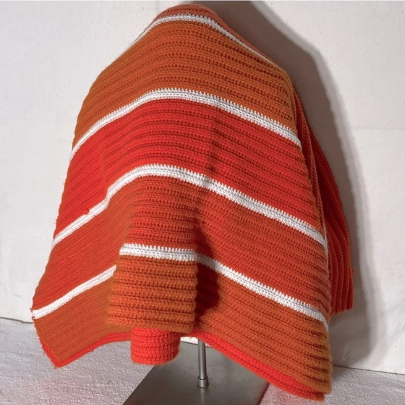 Vintage Handmade  Orange Striped Crochet Knit Afghan Throw Blanket - Picture 16 of 16